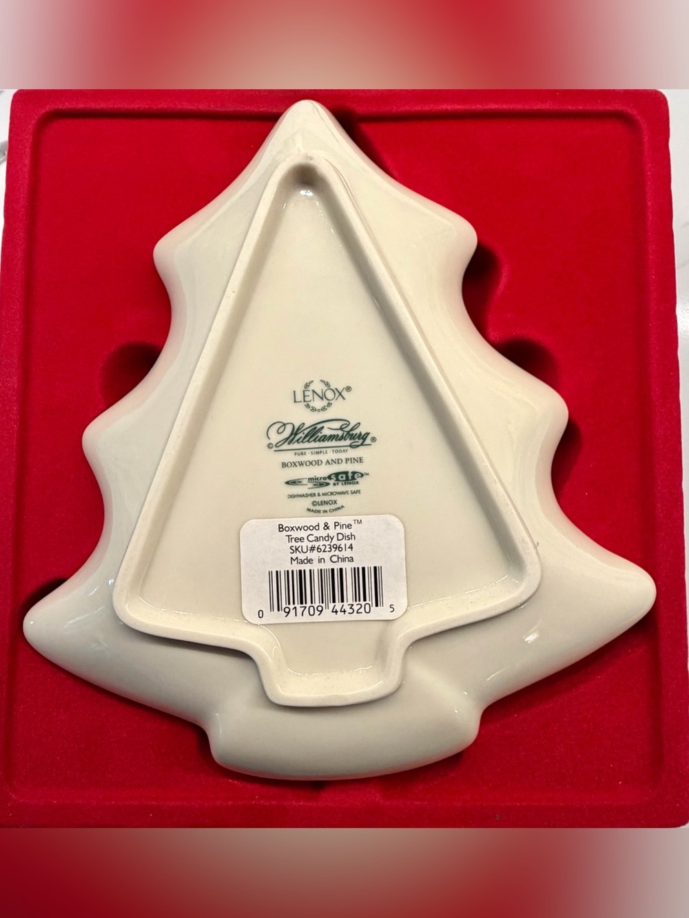 Lenox Williamsburg Boxwood and Pine Christmas Tree Candy Dish 24kt Gold Trim NIB - Picture 3 of 8